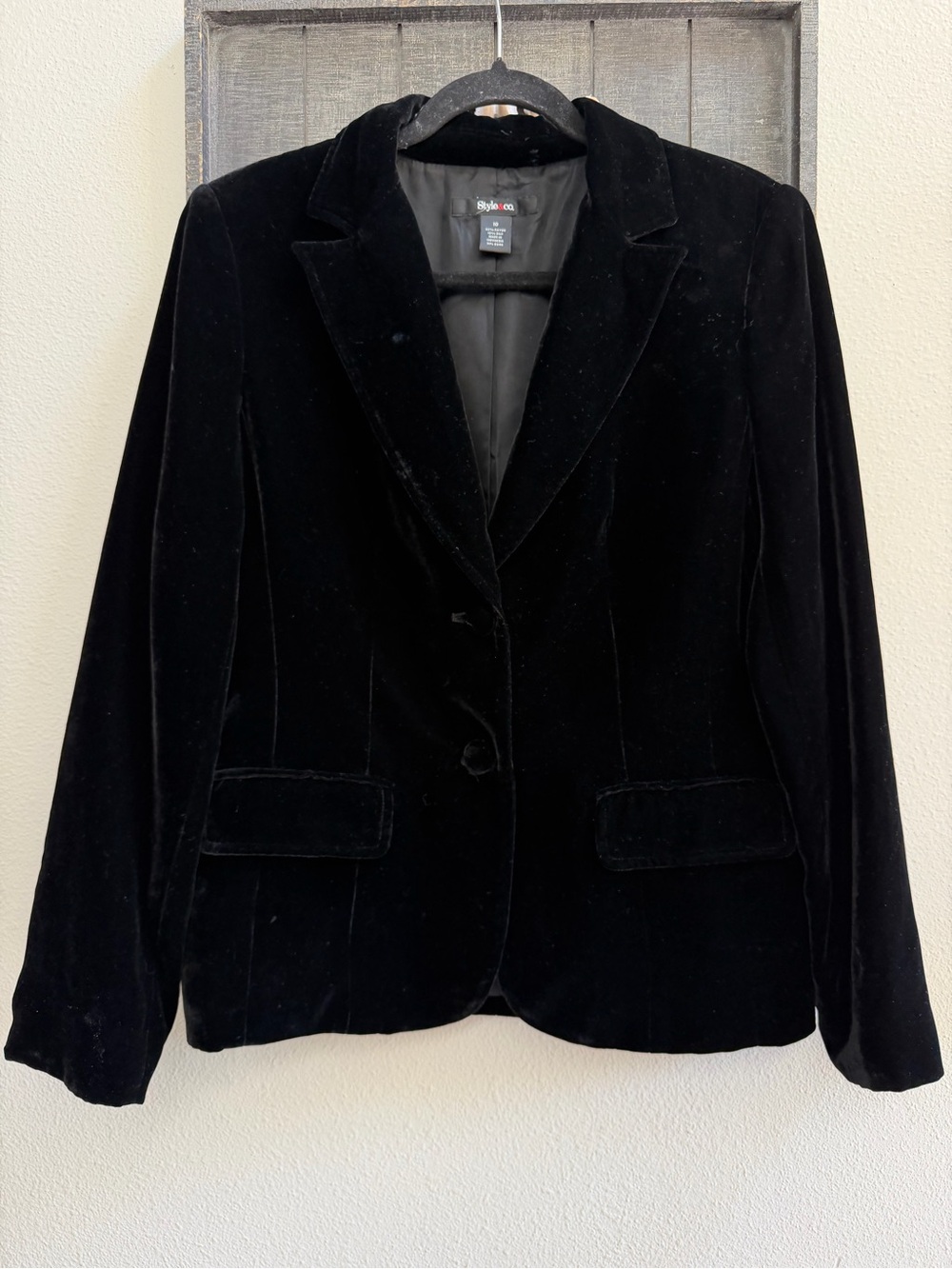 Style & Co. Black Velvet Silk Blend Blazer